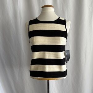 Broadway 38 Black and White Striped Tank Top / size L /NWT